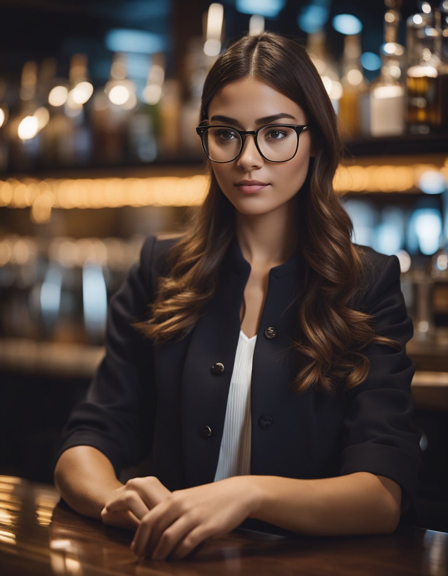 A young woman working at a bar, considering legal regulations and recommendations for hostess bars